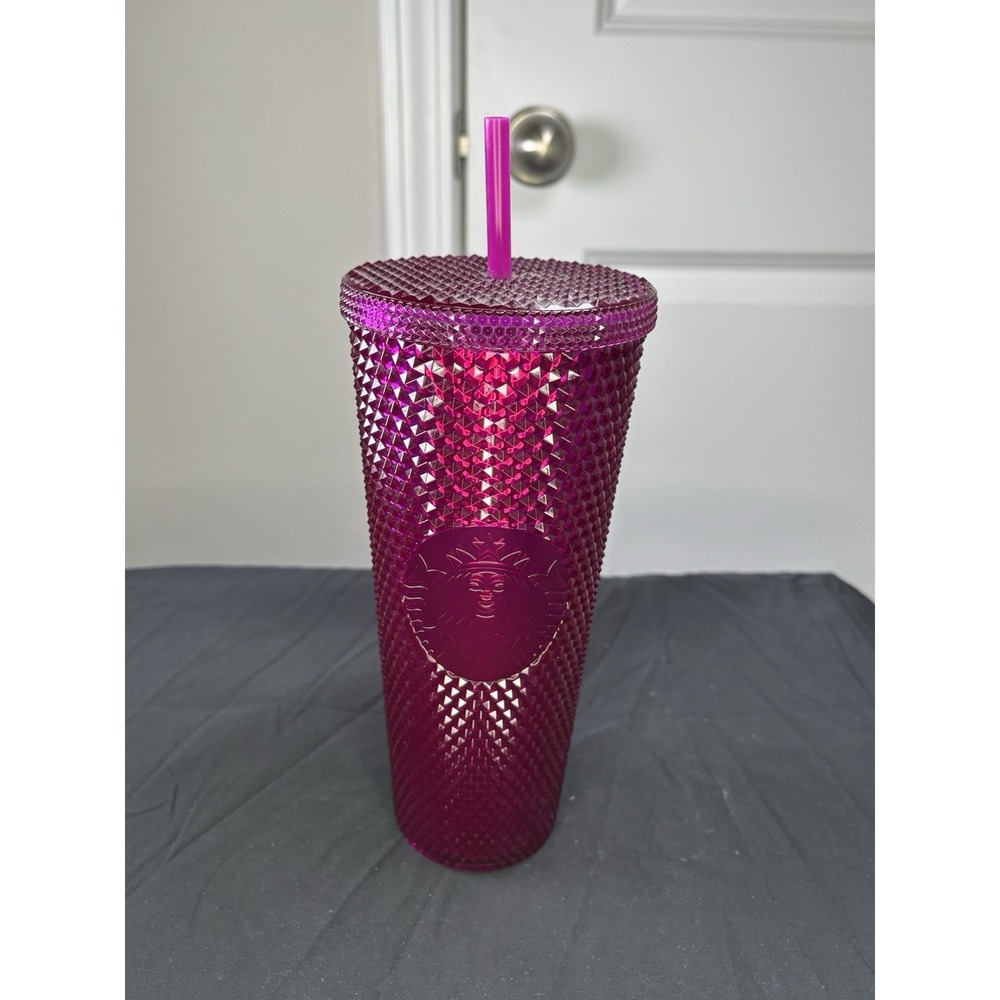 Starbucks Holiday 2022 Magenta Chrome Studded Venti 24oz Tumbler NWT Cup‎